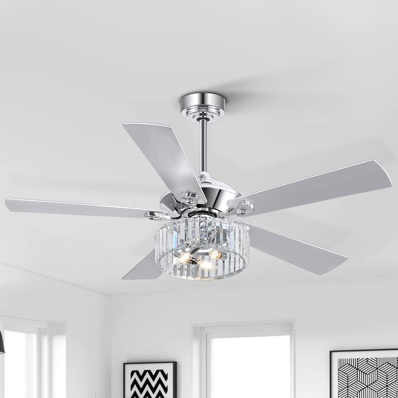 52-in Chandelier Chrome Indoor Ceiling Fan with Light Remote (5-Blade) - Chrome - Remote