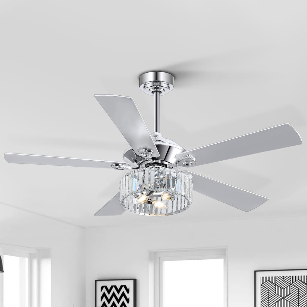 52-in Chandelier Chrome Indoor Ceiling Fan with Light Remote (5-Blade)
