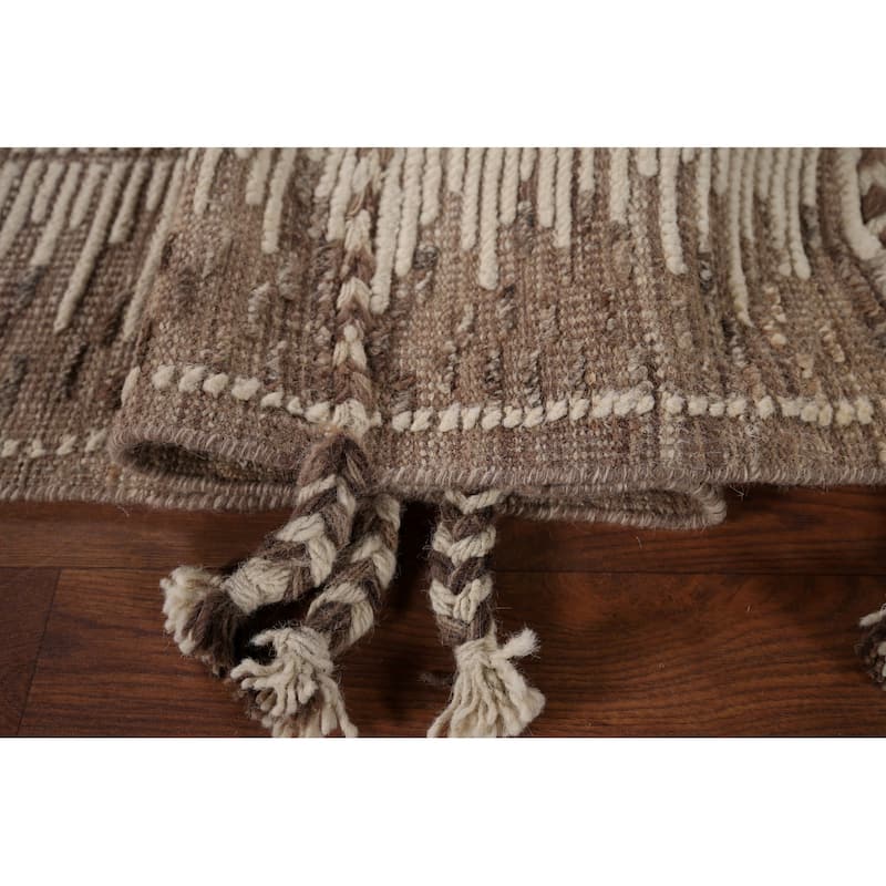 Earth Tone Moroccan Area Rug Hand-Knotted Wool Carpet - 7'10" x 12'0"