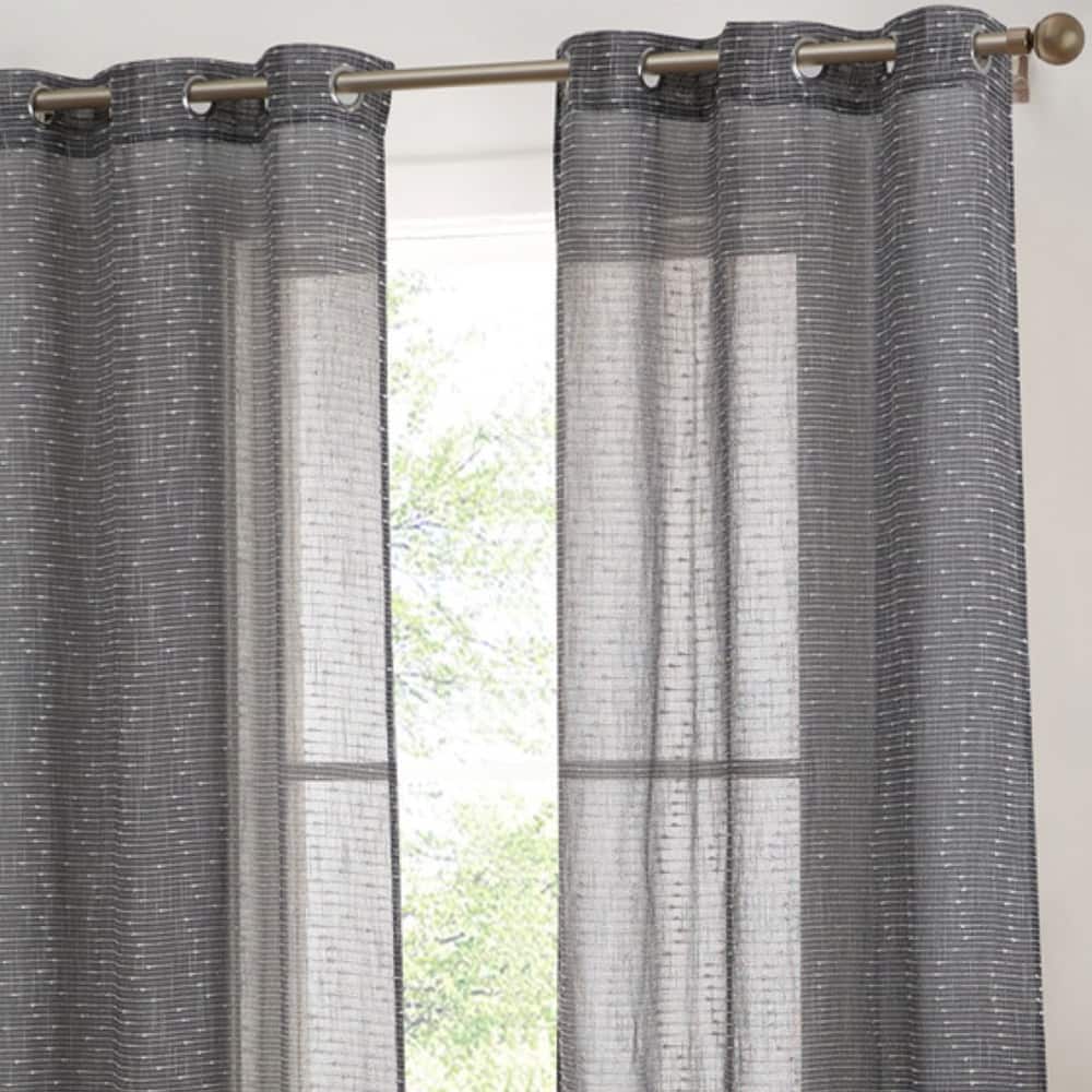 HLC.ME Emily Faux Linen Semi Sheer Light Filtering Transparent Grommet Lightweight Window Curtains Drapery Panels, 2 Panels