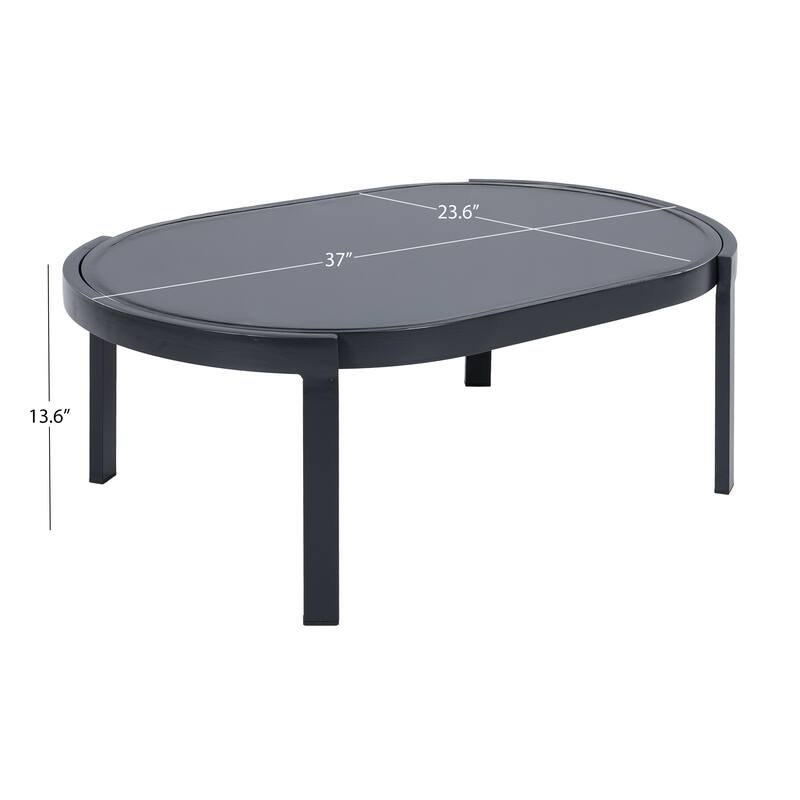 Christopher Knight Home - Aurelia Modern Aluminum Outdoor Oval Coffee Table with Tempered Glass Top