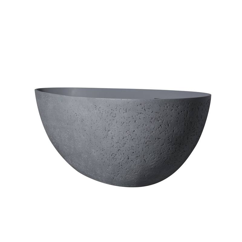 65 in.W Solid Surface Freestanding Flatbottom Soaking Bathtub - 65" x 33"