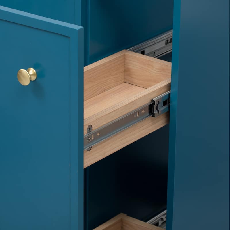 GDFStudio - Carradine Classic Freestanding Bathroom Vanity with Ceramic Sink and 4 Storage Drawers - 30'W