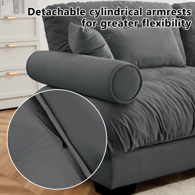 166" Modular U-shaped Sectional Sofa Cloud Couch with Movable Ottomans