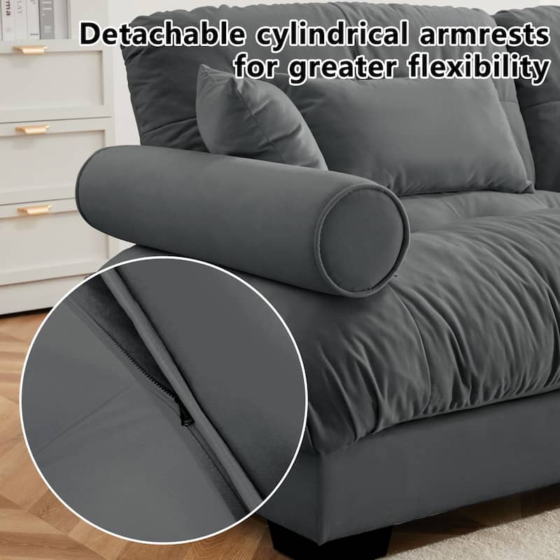 Comfort Convertible Modular Velvet Sectional Sofa Cloud Couch for Living Room