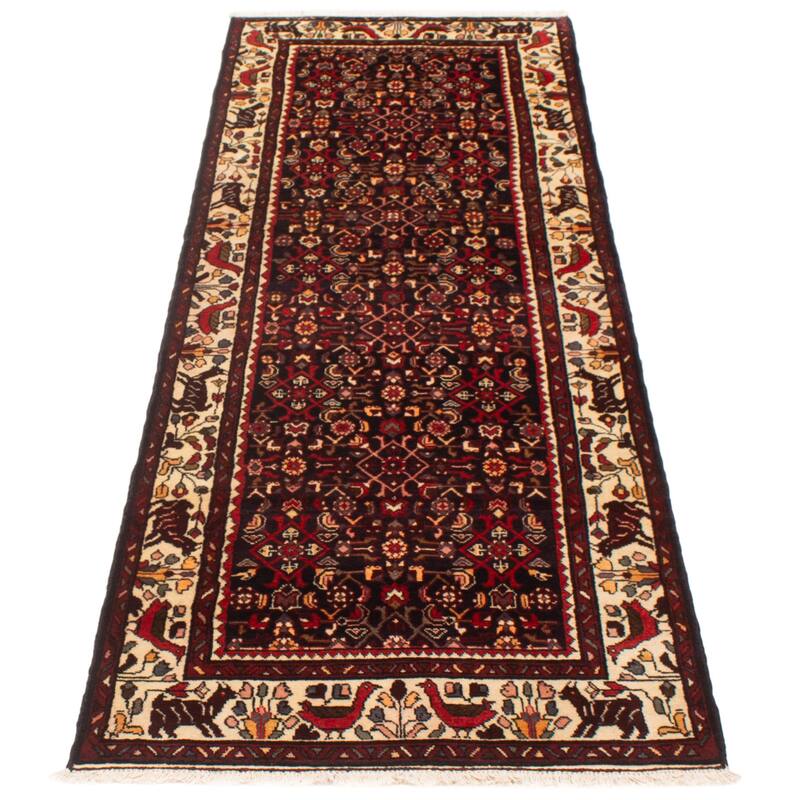 ECARPETGALLERY Hand-knotted Andelz Black, Red Wool Rug - 3'7 x 10'6