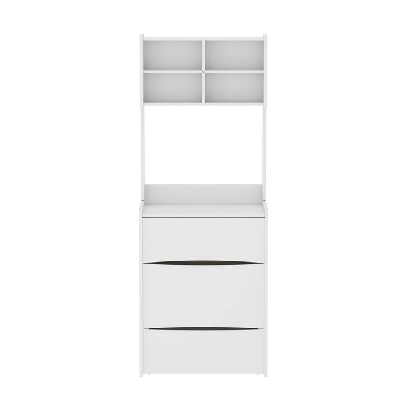 Makeup Vanity Table with Flip Top LED Illuminated Mirror & Stool