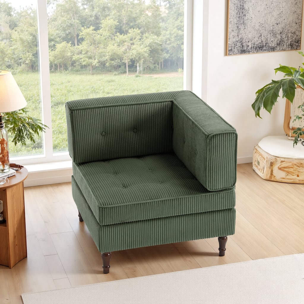 Modern Corduroy Corner Armchair Armless Chair sofa