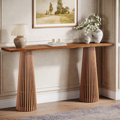 63-Inch Long Console Table for Entryway, Wooden Sofa Table Behind the Couch