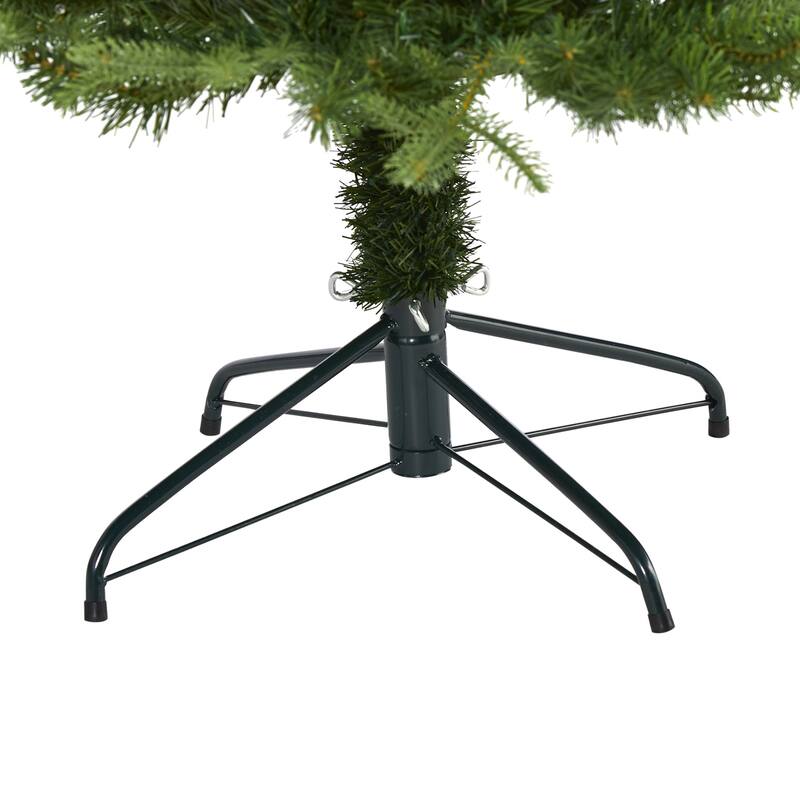 7ft Artificial Christmas Tree with Lights & Pine Cones - Holiday Spruce Decor - Green - 84