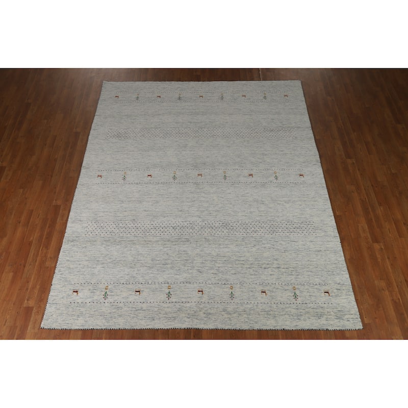 Hand Knotted Oriental 100% Wool Carpet Tribal Tribal Greys & Charcoal Gabbeh Area Rug - 10' 0'' X 8' 0''