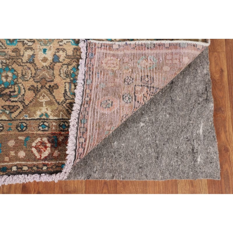 Geometric Hamedan Persian Vintage Runner Rug Handmade Wool Carpet - 3'5" x 9'5"