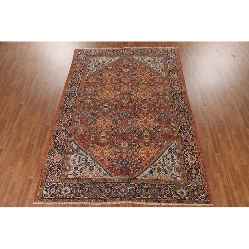 Pre-1900 Antique Mahal Persian Area Rug Hand-Knotted Wool Carpet - 8'4"x 12'0"