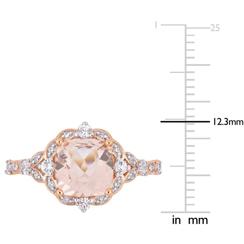 Miadora 14k Rose Gold Morganite White Sapphire & Diamond Vintage Ring