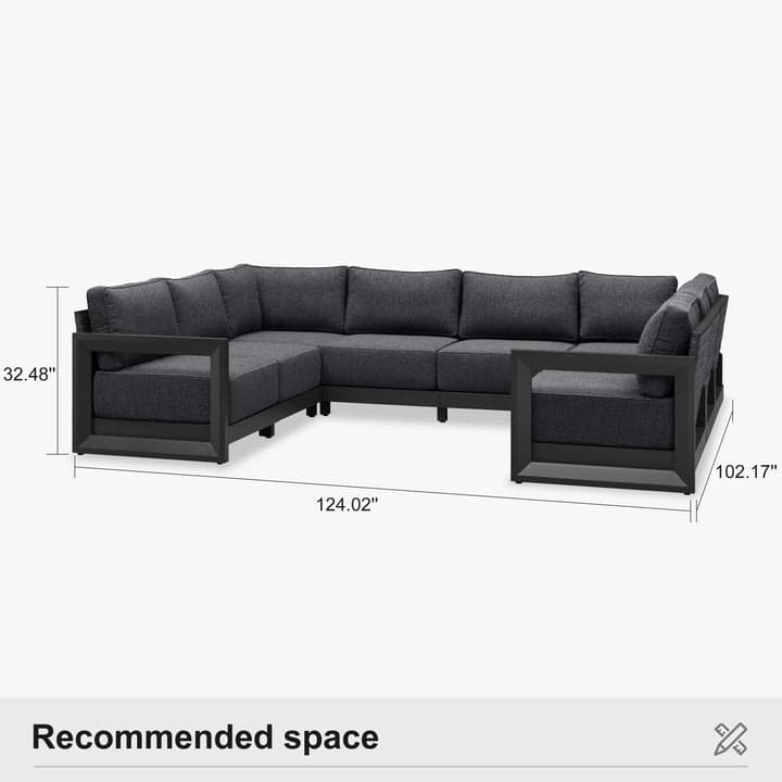 PURPLE LEAF Caesar Outdoor Couch with 9.6" Thick Cushion and Table for Yard Porch Deck, Grey Outdoor Patio Conversation Sets