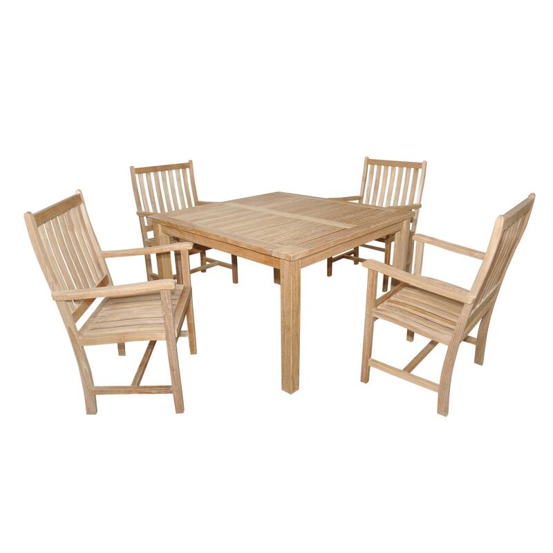 Outdoor Dining Set 5 Piece Teak Patio Table Set Weather Resistant