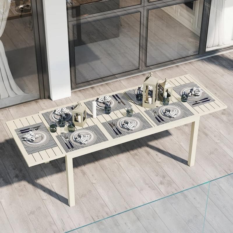 Domioutdoorliving 97.2"L Extendable Aluminum Outdoor Dining Table