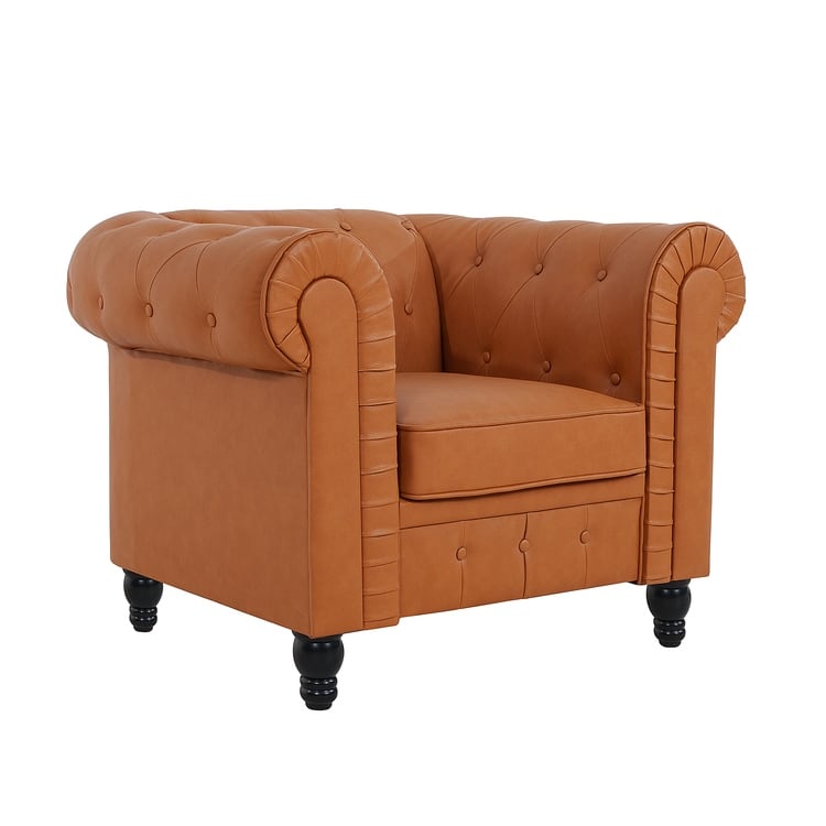 Everett Chesterfield Accent Chair - Luxurious Mid-Century Modern Comfort, Elegance & Serenity for Cozy Living Rooms