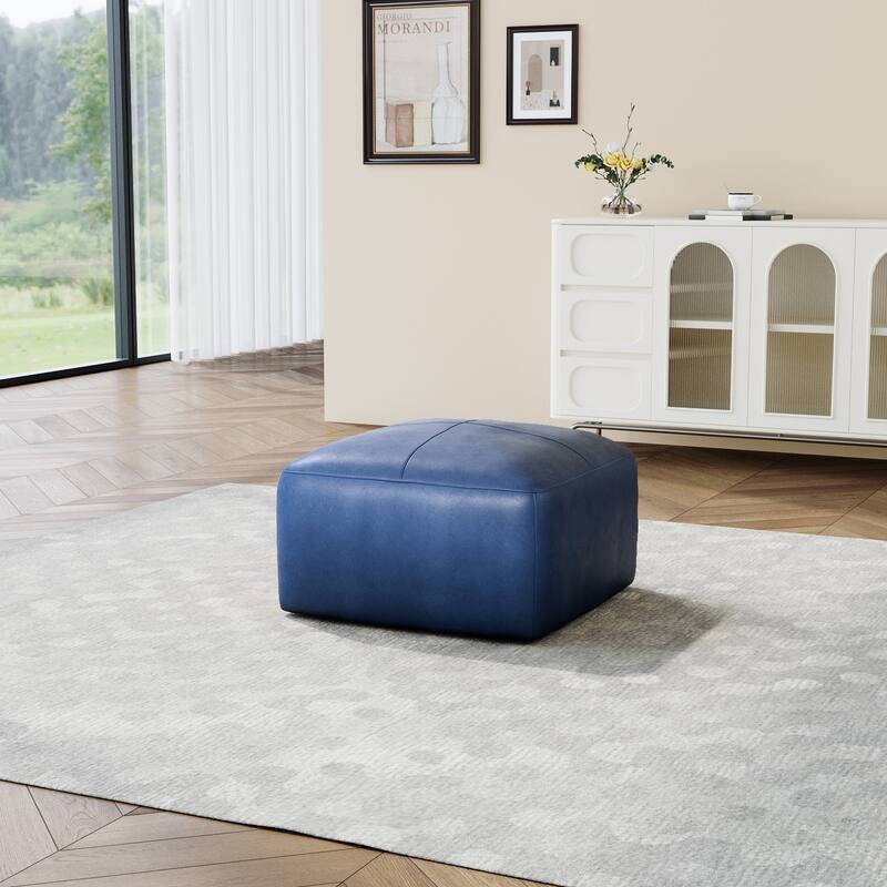 Elliot 22"/ 35"/ 43" W Modern Rectangular Genuine Leather Ottoman
