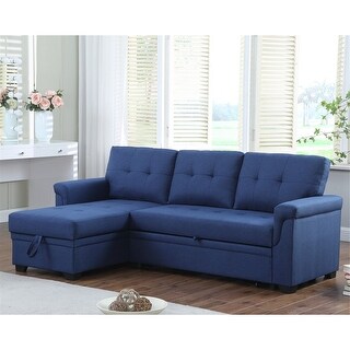 Linen Reversible Sleeper Sectional Sofa with Storage Chaise - Bed Bath ...