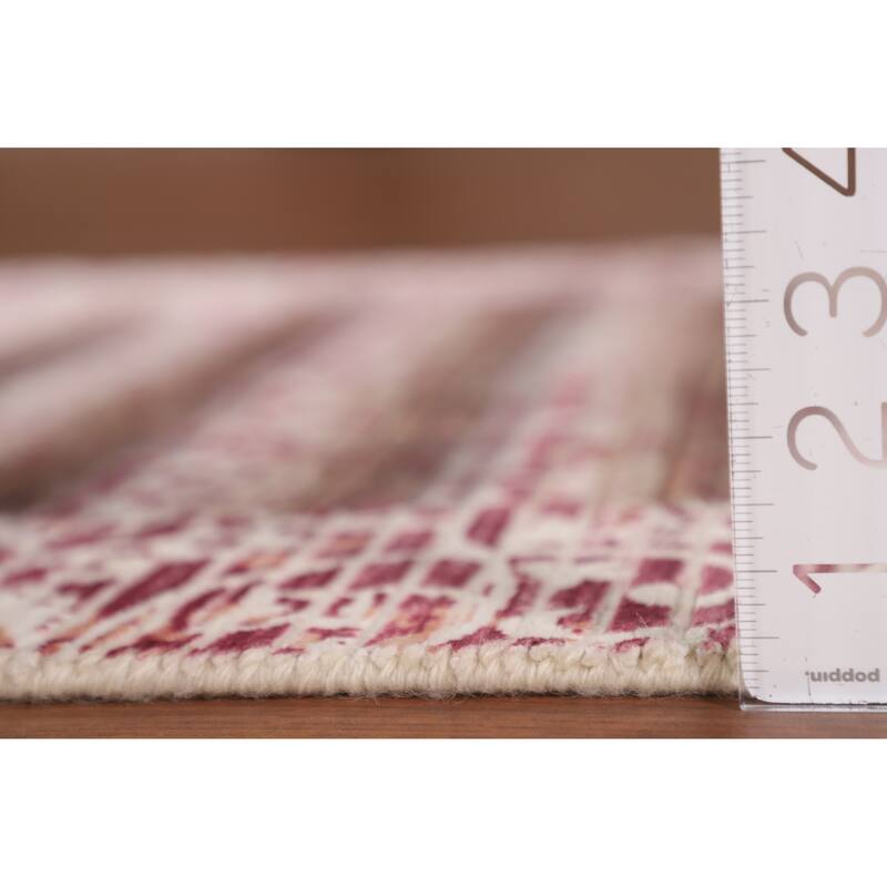 Striped / Modern Abstract Accent Rug Hand-Knotted Wool Carpet - 2'8"x 4'10"