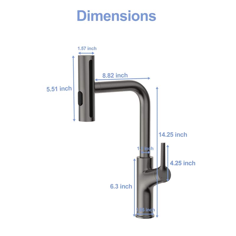 Modern & Sleek Design 360°Pull-Down Kitchen Faucet with 4 Spray Modes,
