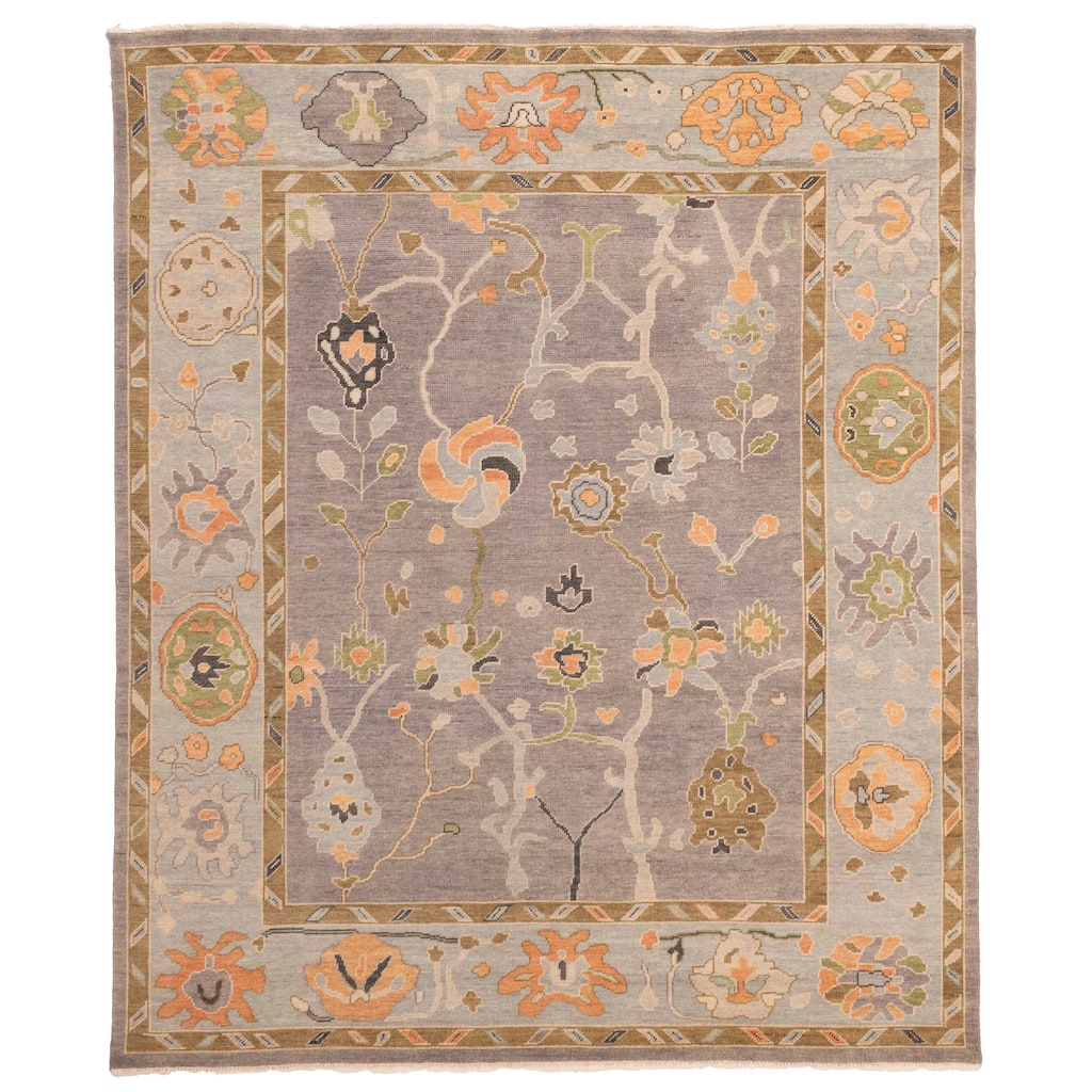 ECARPETGALLERY Hand-knotted Modern Oushak Grey Wool Rug - 8'0 x 9'8