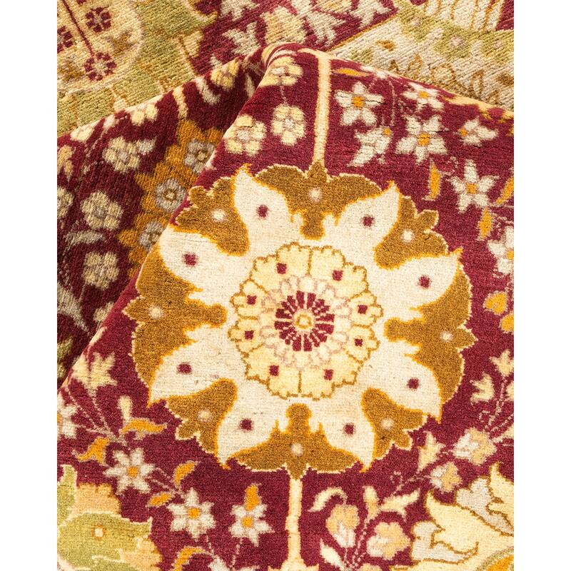 Overton Hand Knotted Wool Traditional Oriental Purple Area Rug - 6' x 9'