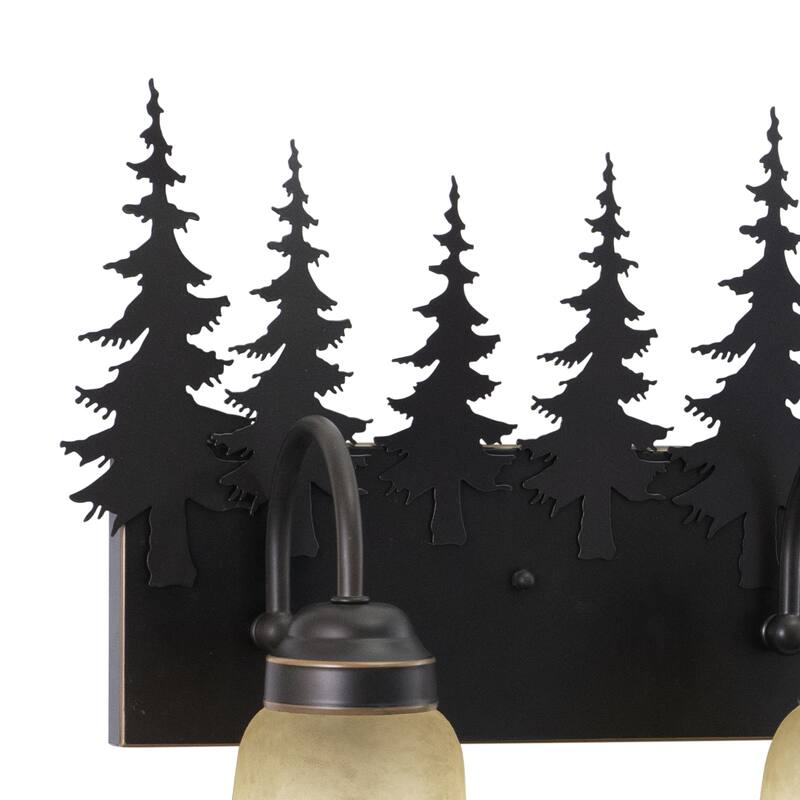 Yellowstone 3 Light Bronze Rustic Moose Bathroom Vanity Fixture - 24.75-in W x 13.75-in H x 7.75-in D