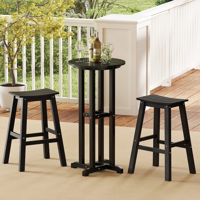 Gymax 21.5'' Round Bar Table Patio HDPE Bar Height Dining Table w/