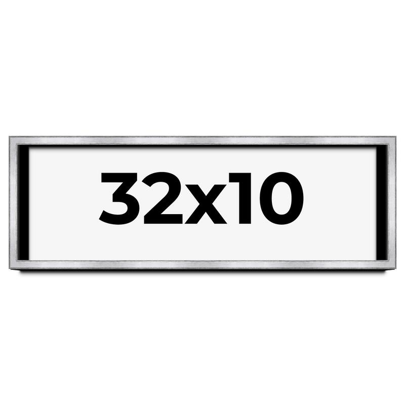 32x10 Shadow Box Frame Silver | 1.375 Inches Deep Real Wood