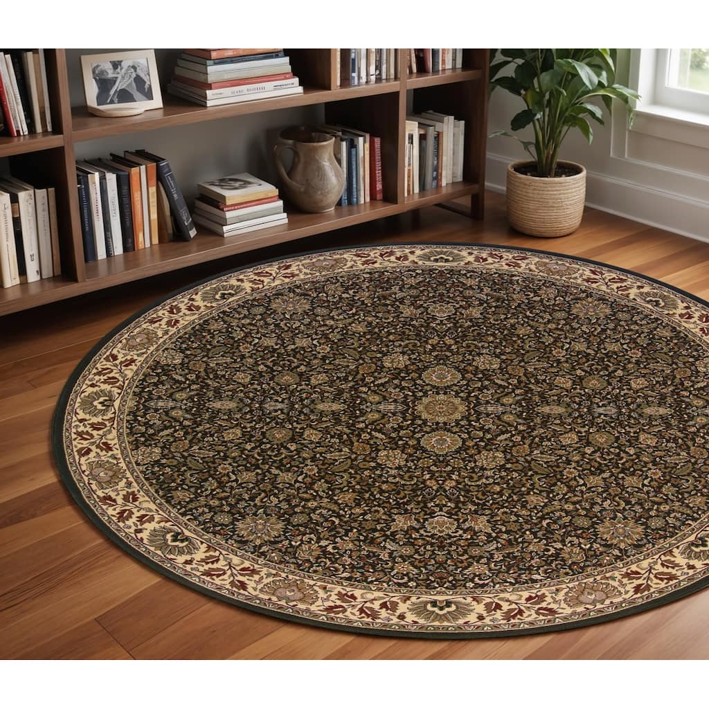 HomeRoots Oriental Traditional Round Area Rug