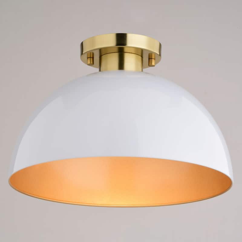 Devon 12.75-in W LED Compatible Mid-Century Modern Semi Flush Mount Ceiling Light