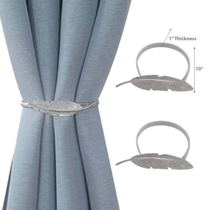 IH Casa Decor Set Of 2 Curtain Tiebacks Feather Silver - Silver