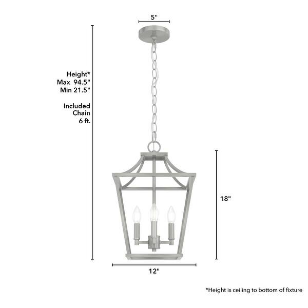 dimension image slide 2 of 3, Hunter 12" Laurel Ridge 4-Light Lantern Pendant - Kitchen Island, Dining room, Entry - Modern Farmhouse, Industrial, Candle