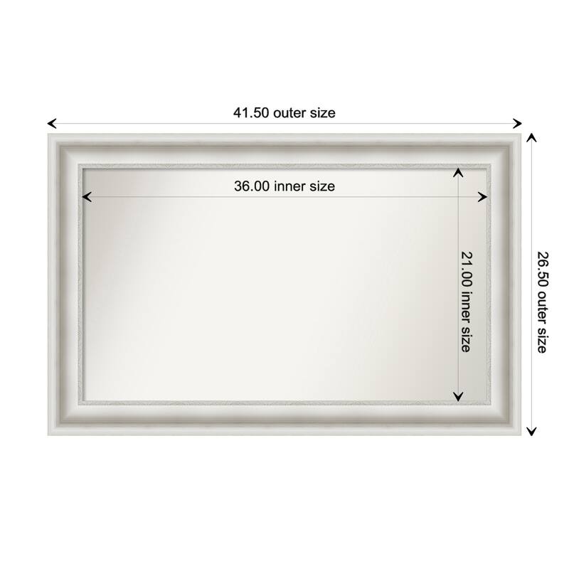 Parlor White Framed Non-Beveled Custom Wall Mirror, Bathroom Vanity Mirror - Outer Size: 41.5 x 26.5