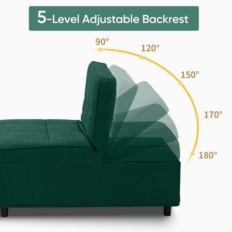 Ainfox Adjustable Sofa Chair Sleeper Sofa Bed Ottoman Couch with Metal Frame