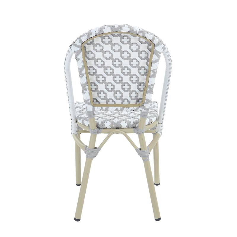 Portia French Metal Wicker Outdoor Bistro Chairs (Set of 2) by Furniture of America - Set of 2