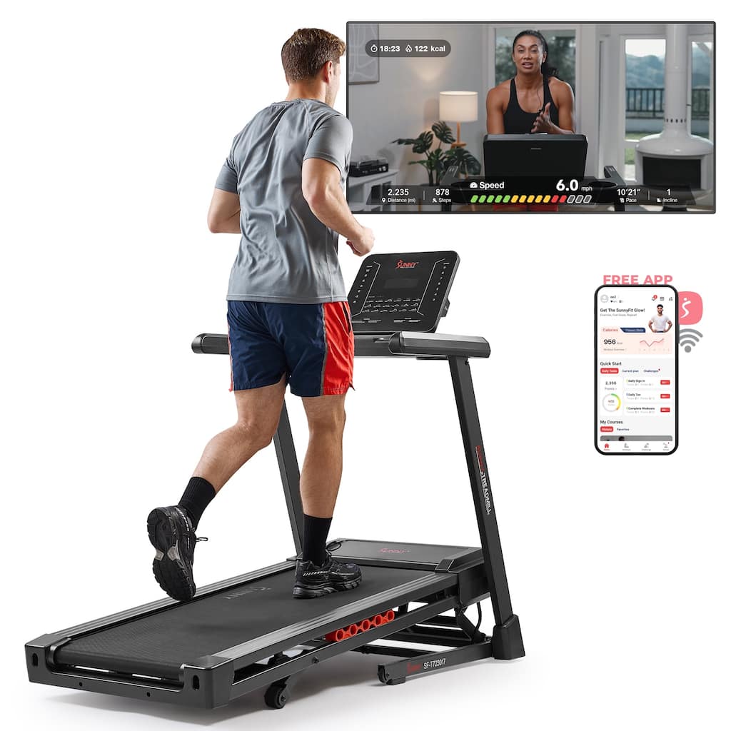 Sunny Health & Fitness Excel Smart Incline/Decline 20” Deck Treadmill with 300LB Weight Capacity - SF-T723017