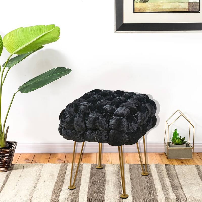 Home Soft Things Crushed Velvet Pouf Stool Ottoman