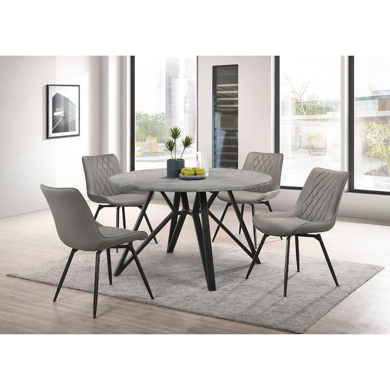 Royceton Concrete and Black Round Wood Top Dining Table