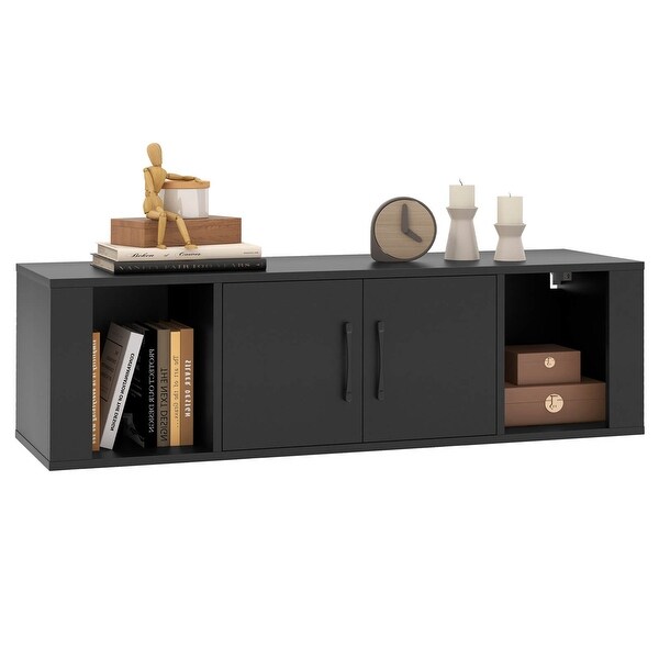 Costway 2 Door Floating Storage Cabinet with 2 Cubes Console Storage See Description Black