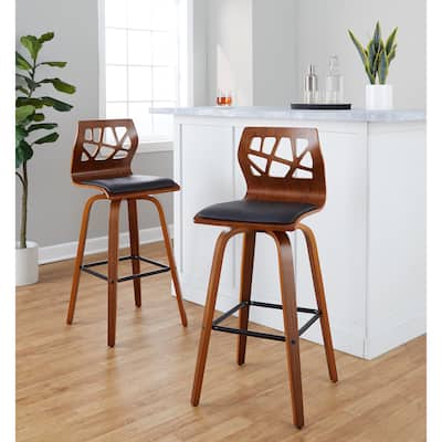 Carson Carrington Sala 30" Fixed-Height Bar Stool with Bent Wood Legs & Square Footrest (Set of 2)