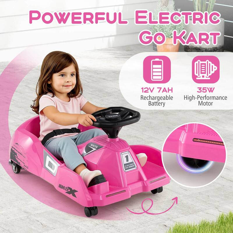 Costway 12V Ride on Toy Car Electric Go Kart with Cleaning Fun & - Red