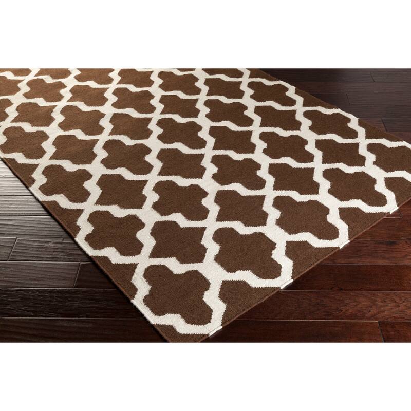 Hand-Woven Ashley Lattice Reverisble Flatweave Wool Area Rug - 5' x 8'