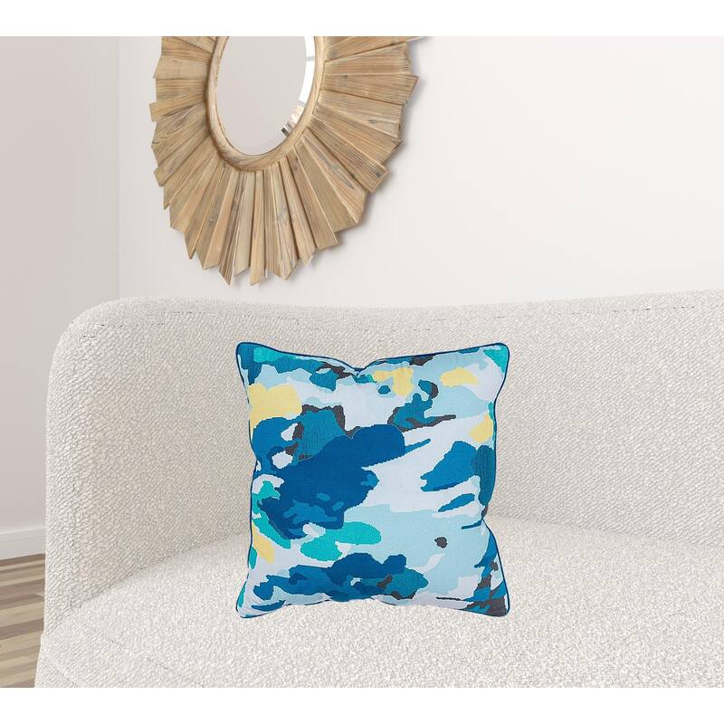 Teal Blue Abstract Impressionistic Throw Pillow