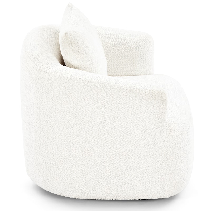 Chenille 360° Swivel Barrel Chair with Throw Pillow, Pocket Spring Cushion and Ergonomic Armrests