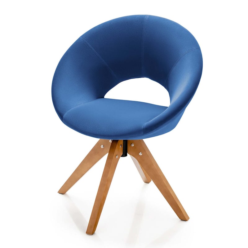 Gymax Set of 2 Swivel Accent Chair Modern Velvet Vanity Chair w/ Wood