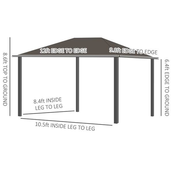 dimension image slide 0 of 2, Outsunny Aluminum Frame Hardtop Gazebo