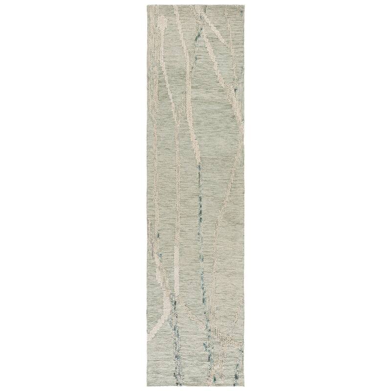 SAFAVIEH Handmade Harvest Direne Wool Rug - 2'3" x 9' Runner - Sage/Ivory